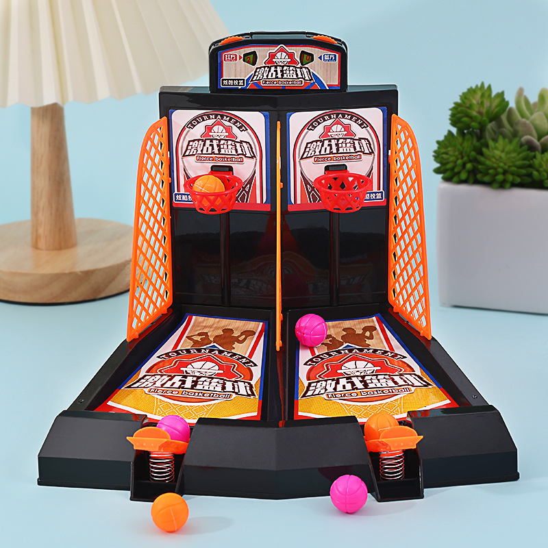 Joc de baschet pe masă pentru doi – interactiv pentru familie, jucărie din plastic, antrenament mental prin acțiuni manuale, pentru copii 7–14 ani