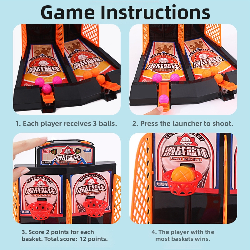 Joc de baschet pe masă pentru doi – interactiv pentru familie, jucărie din plastic, antrenament mental prin acțiuni manuale, pentru copii 7–14 ani