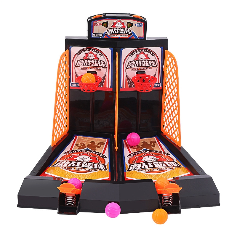 Joc de baschet pe masă pentru doi – interactiv pentru familie, jucărie din plastic, antrenament mental prin acțiuni manuale, pentru copii 7–14 ani