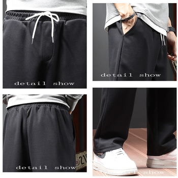 Pantaloni casual bărbați cu croi drept, căptuți cu fleece, talie medie, țesătură poliesterică, pentru toamnă.