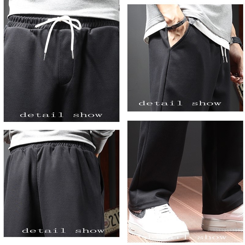 Pantaloni casual bărbați cu croi drept, căptuți cu fleece, talie medie, țesătură poliesterică, pentru toamnă.