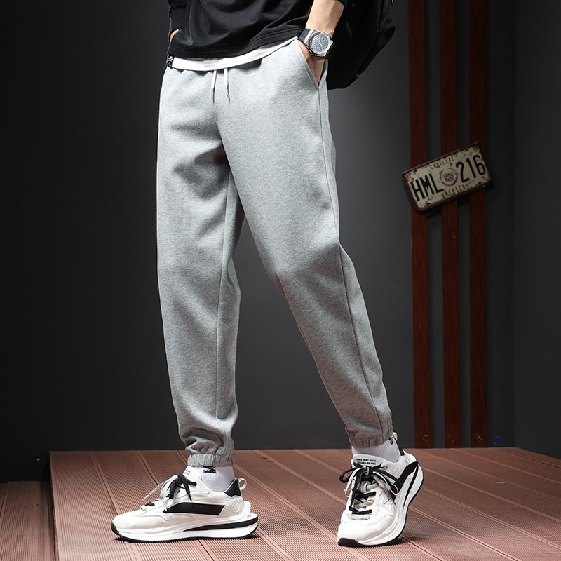 Pantaloni casual bărbați cu croi drept, căptuți cu fleece, talie medie, țesătură poliesterică, pentru toamnă.