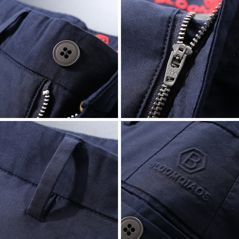 Pantaloni casual bărbați cu croială dreaptă din bumbac, micro-elastici, talie medie, primăvara 2025