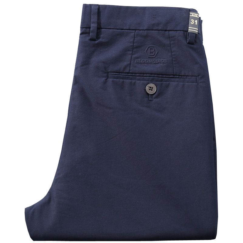 Pantaloni casual bărbați cu croială dreaptă din bumbac, micro-elastici, talie medie, primăvara 2025