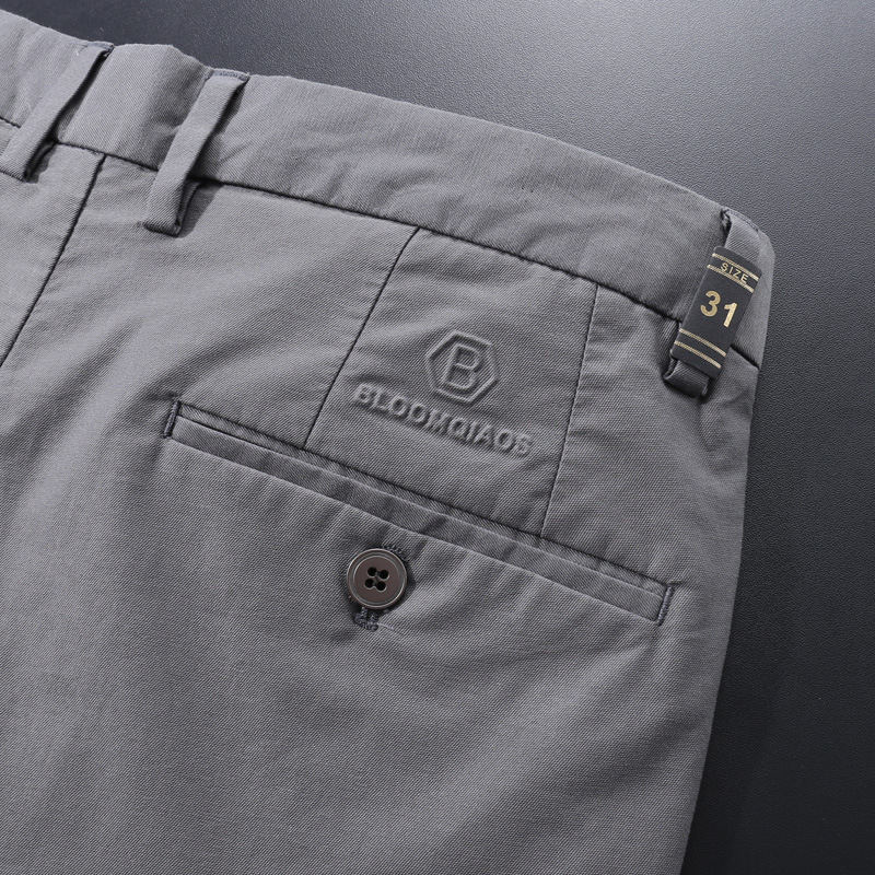 Pantaloni casual bărbați cu croială dreaptă din bumbac, micro-elastici, talie medie, primăvara 2025