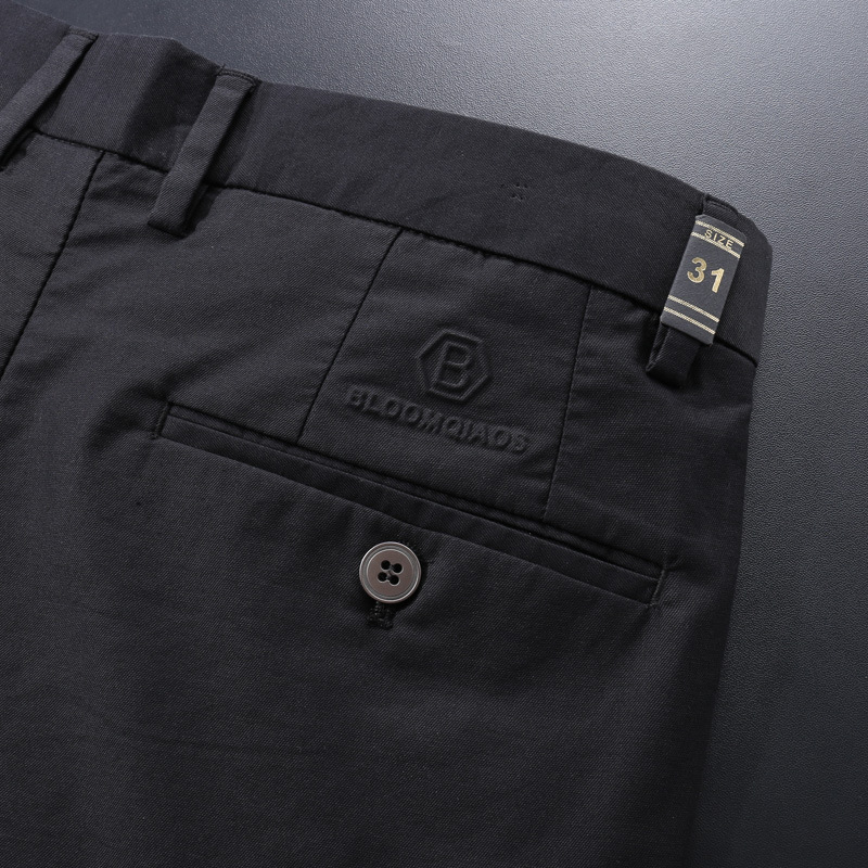 Pantaloni casual bărbați cu croială dreaptă din bumbac, micro-elastici, talie medie, primăvara 2025