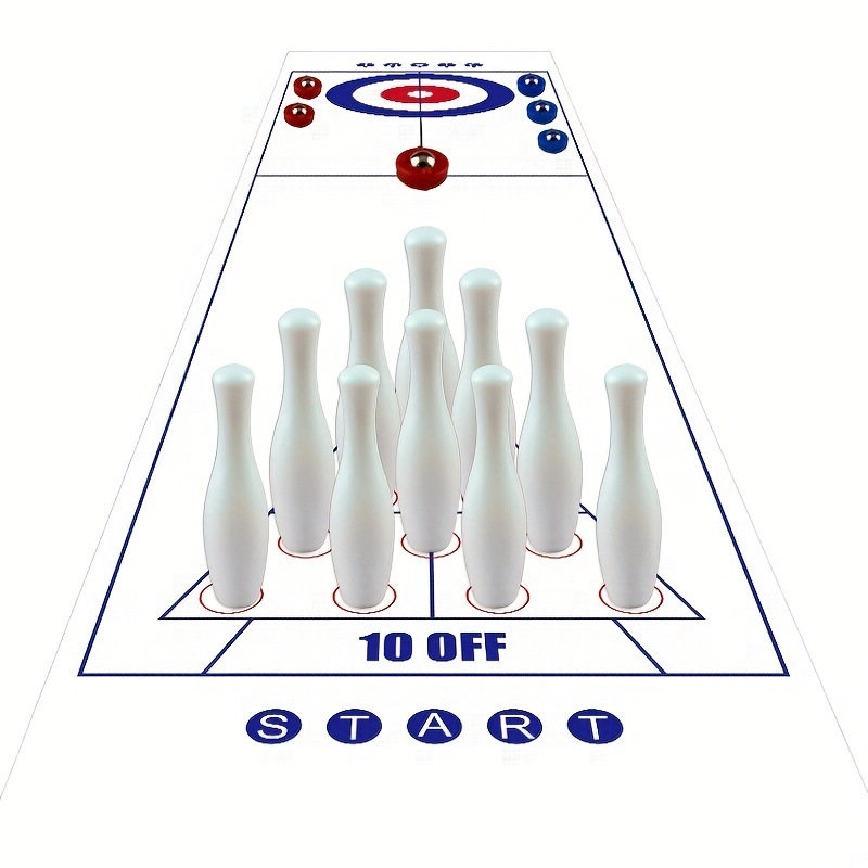 Mini stolni bowling – tri u jedan interaktivna igra za unutarnje igranje uz roditelje i djecu; Materijal: plastika; Pakiranje: šarena kutija; Dobna skupina: 4–6, 7–14, 15–35 godina; Razvija logičko razmišljanje i koordinaciju.