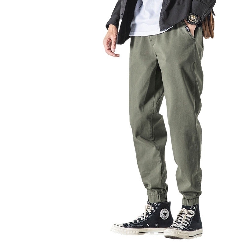 Pantaloni bărbați pentru primăvară-toamnă, croială lejeră, talie medie, închidere cu șnur, 100% poliester, culoare solidă, pantaloni casual de lucru