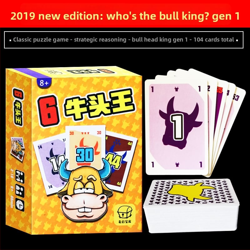 Bull Head King društvena igra s kartama za obiteljsku zabavu – potiče komunikaciju roditelja i djece; materijal: papir; za uzrast 7–14 i 15–35.