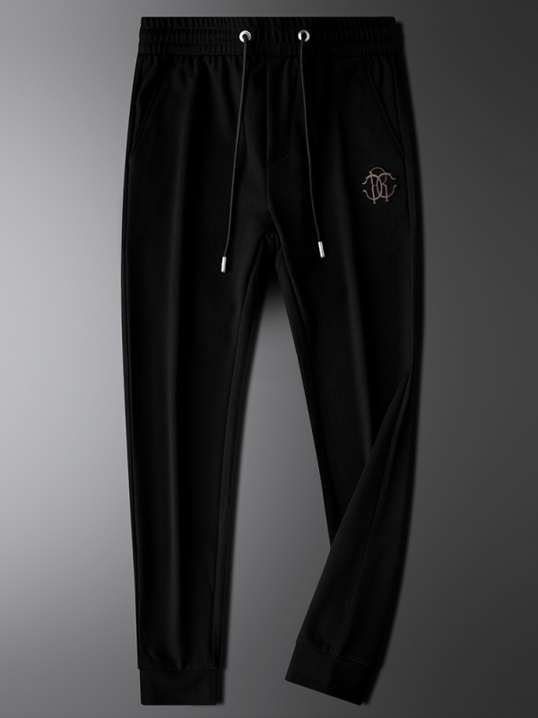 Muške casual sports hlače s geometrijskim printom, debele za zimu, slim fit, srednji porast, poliester 95%