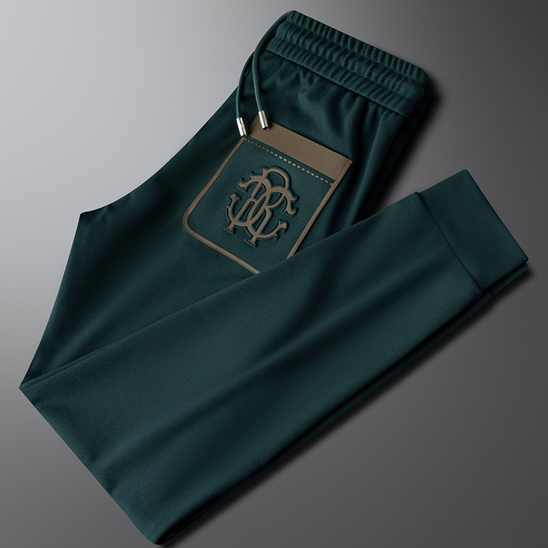 Muške casual sports hlače s geometrijskim printom, debele za zimu, slim fit, srednji porast, poliester 95%