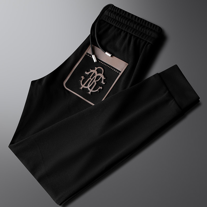 Muške casual sports hlače s geometrijskim printom, debele za zimu, slim fit, srednji porast, poliester 95%