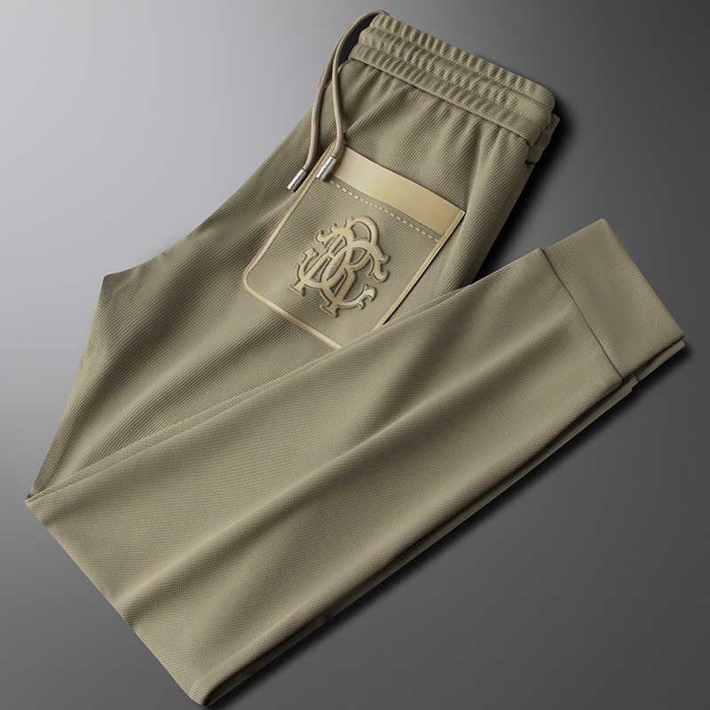 Muške casual sports hlače s geometrijskim printom, debele za zimu, slim fit, srednji porast, poliester 95%
