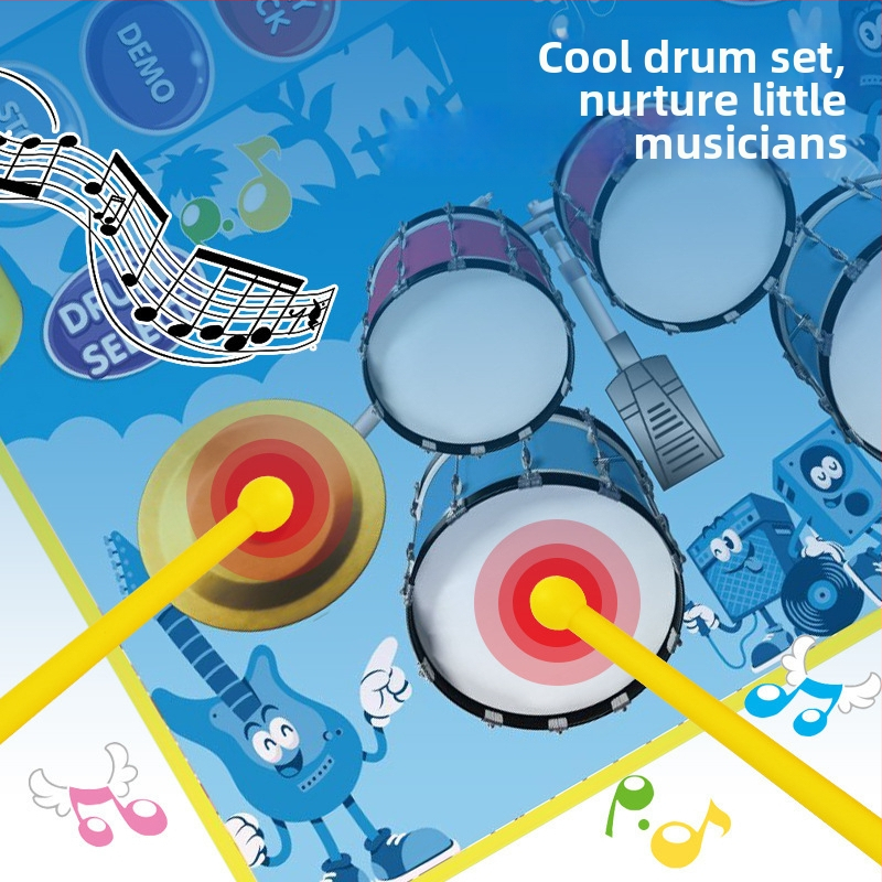 Dječja prostirka za puzanje s ugrađenim klavirom i bubnjem, glazena i plesna deka za igru roditelj-dijete, plastična, 1 cm debljine, za uzrast 0–3 godine