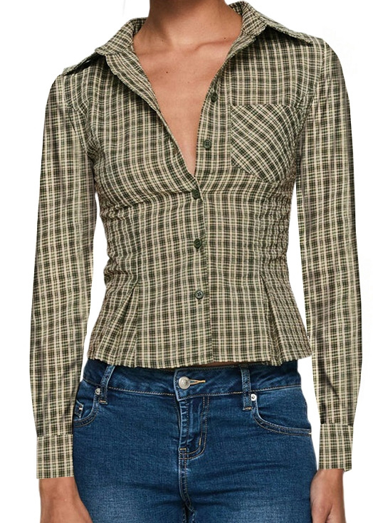 Ženska košulja; Poliester; Kratki rukavi; Ovratnik s reverom; Slim fit; Ulični stil (Poliester; Kratki rukavi; Ovratnik s reverom; Slim fit; Ulični stil)