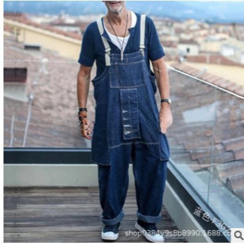 Muški denim kombinezon – ravni kroj, srednji obim struka, kopčanje sprijeda, pamuk-poliester mješavina