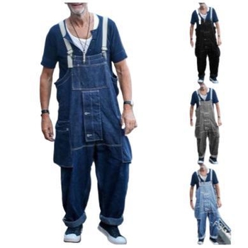 Muški denim kombinezon – ravni kroj, srednji obim struka, kopčanje sprijeda, pamuk-poliester mješavina