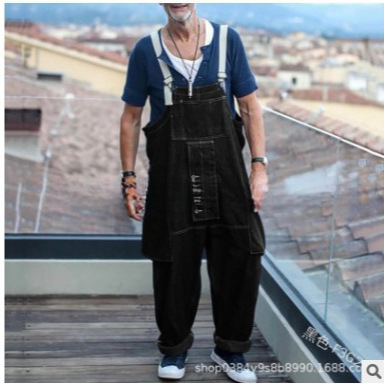 Muški denim kombinezon – ravni kroj, srednji obim struka, kopčanje sprijeda, pamuk-poliester mješavina