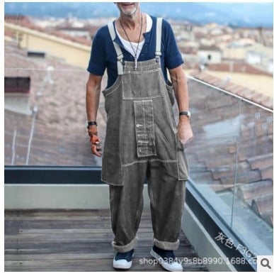 Muški denim kombinezon – ravni kroj, srednji obim struka, kopčanje sprijeda, pamuk-poliester mješavina