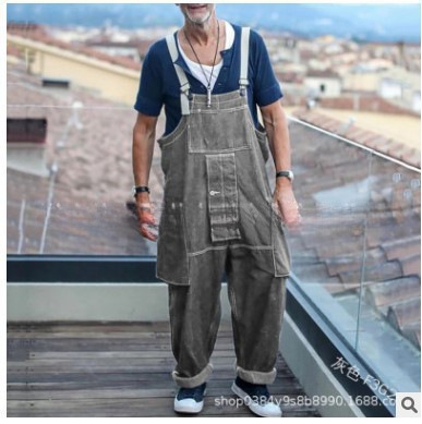 Muški denim kombinezon – ravni kroj, srednji obim struka, kopčanje sprijeda, pamuk-poliester mješavina