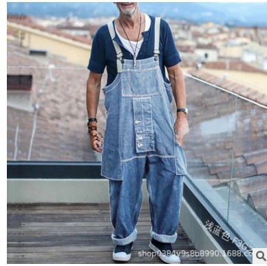 Muški denim kombinezon – ravni kroj, srednji obim struka, kopčanje sprijeda, pamuk-poliester mješavina