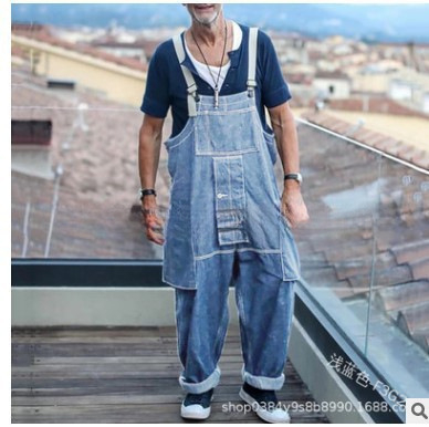 Muški denim kombinezon – ravni kroj, srednji obim struka, kopčanje sprijeda, pamuk-poliester mješavina