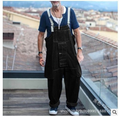 Muški denim kombinezon – ravni kroj, srednji obim struka, kopčanje sprijeda, pamuk-poliester mješavina