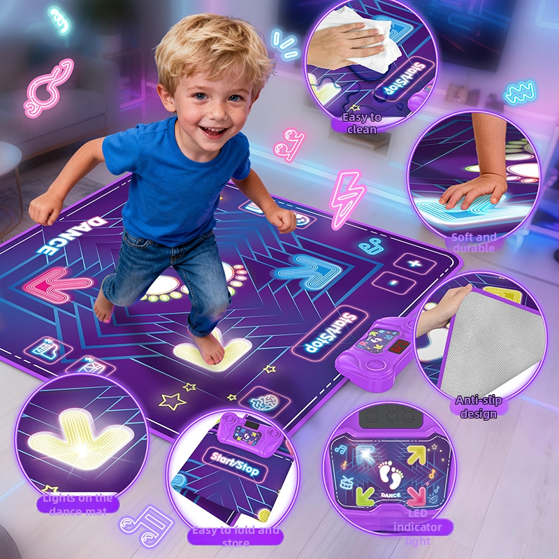 Bluetooth hudobný tanečný podložka, skladacia, svetelné efekty, interaktívna hra pre deti 4–6 rokov