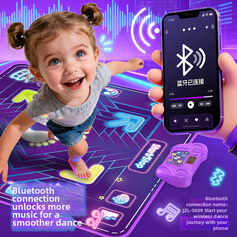 Bluetooth hudobný tanečný podložka, skladacia, svetelné efekty, interaktívna hra pre deti 4–6 rokov