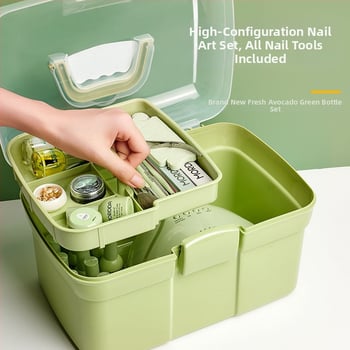 Σετ εργαλείων μανικιούρ με μηχανή μανικιούρ, κόλλα νυχιών (10 ml), αρχείο αφαίρεσης νεκρού δέρματος, εργαλείο λείανσης επιφάνειας νυχιών και εργαλεία κοπής σε θήκη αποθήκευσης PVC