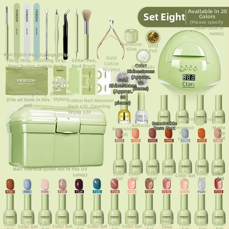 Σετ εργαλείων μανικιούρ με μηχανή μανικιούρ, κόλλα νυχιών (10 ml), αρχείο αφαίρεσης νεκρού δέρματος, εργαλείο λείανσης επιφάνειας νυχιών και εργαλεία κοπής σε θήκη αποθήκευσης PVC
