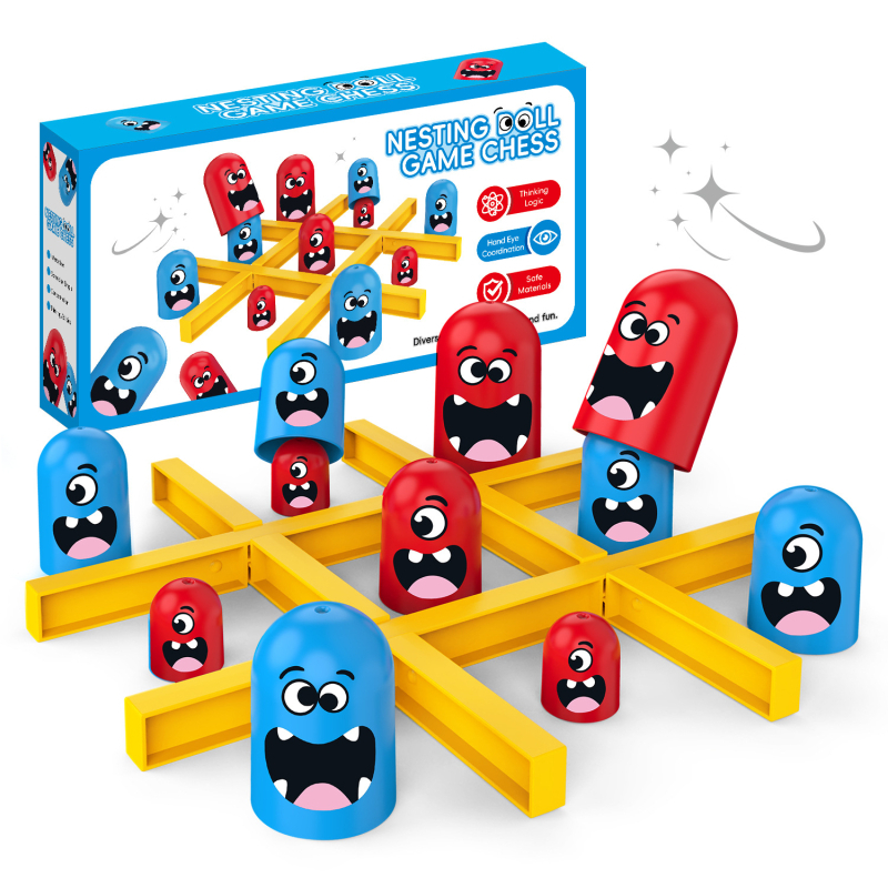 Matryoshka Tic-Tac-Toe stolna igra — plastični puzzle za dvoje igrača, razvija logičko razmišljanje