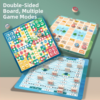 Višestruki set stolnih igara: Checkers, Flying Chess, Gomoku i Xiangqi; plastični edukativni stolni set za dom i zabavu; razvija intelektualni razvoj, koordinaciju ruka-oko, senzorne vještine i komunikaciju roditelj-dijete.