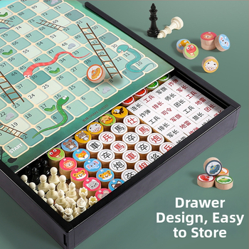 Višestruki set stolnih igara: Checkers, Flying Chess, Gomoku i Xiangqi; plastični edukativni stolni set za dom i zabavu; razvija intelektualni razvoj, koordinaciju ruka-oko, senzorne vještine i komunikaciju roditelj-dijete.