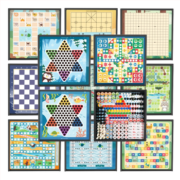 Višestruki set stolnih igara: Checkers, Flying Chess, Gomoku i Xiangqi; plastični edukativni stolni set za dom i zabavu; razvija intelektualni razvoj, koordinaciju ruka-oko, senzorne vještine i komunikaciju roditelj-dijete.