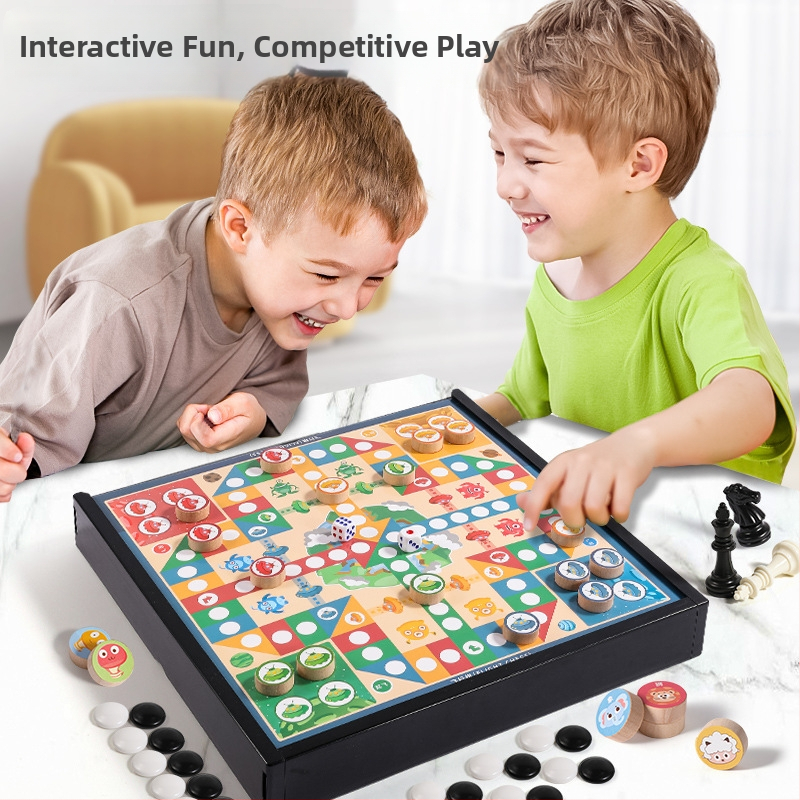 Višestruki set stolnih igara: Checkers, Flying Chess, Gomoku i Xiangqi; plastični edukativni stolni set za dom i zabavu; razvija intelektualni razvoj, koordinaciju ruka-oko, senzorne vještine i komunikaciju roditelj-dijete.