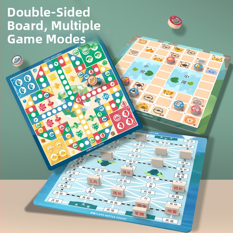 Višestruki set stolnih igara: Checkers, Flying Chess, Gomoku i Xiangqi; plastični edukativni stolni set za dom i zabavu; razvija intelektualni razvoj, koordinaciju ruka-oko, senzorne vještine i komunikaciju roditelj-dijete.
