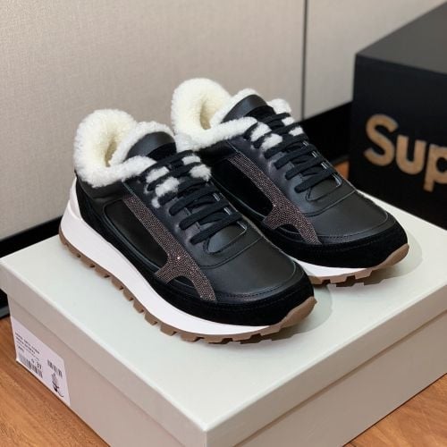 Γυναικεία δερμάτινα χειμερινά αθλητικά παπούτσια με επένδυση από μαλλί, κορδόνια, παχιά εξωτερική σόλα, EVA μεσαία σόλα, αντιολισθητική εξωτερική σόλα