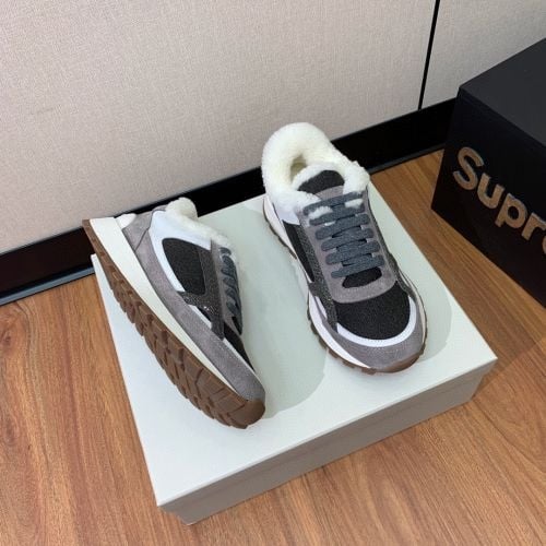 Γυναικεία δερμάτινα χειμερινά αθλητικά παπούτσια με επένδυση από μαλλί, κορδόνια, παχιά εξωτερική σόλα, EVA μεσαία σόλα, αντιολισθητική εξωτερική σόλα