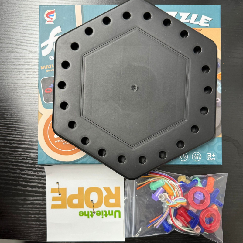 2‑in‑1 kötél puzzle XO sakk társasjáték családi játékhoz — műanyag, Baoheng Technology