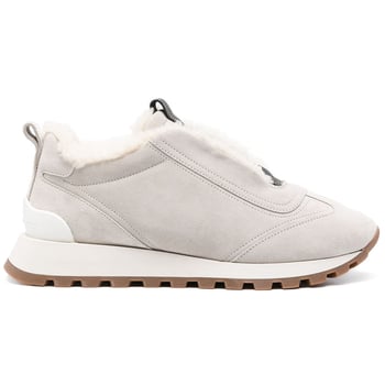 Γυναικείες χειμερινές αθλητικές casual παπούτσια με επάνω μέρος από σουέ και επένδυση από μαλλί, λεπτομέρεια με αλυσίδα με χάντρες, στρογγυλή μύτη, slip-on με σόλα καουτσούκ για απορρόφηση κραδασμών