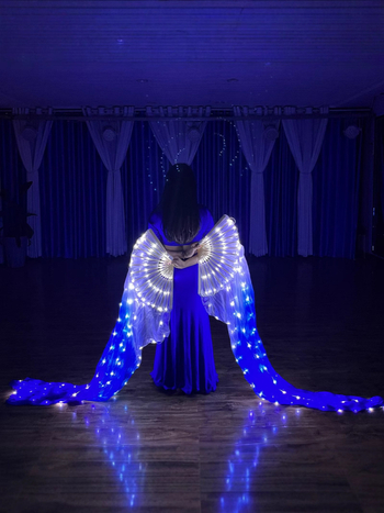 LED fan s Mulberry svilom i poliestrom, svjetleći niz, punjiv, za Belly Dance, žene