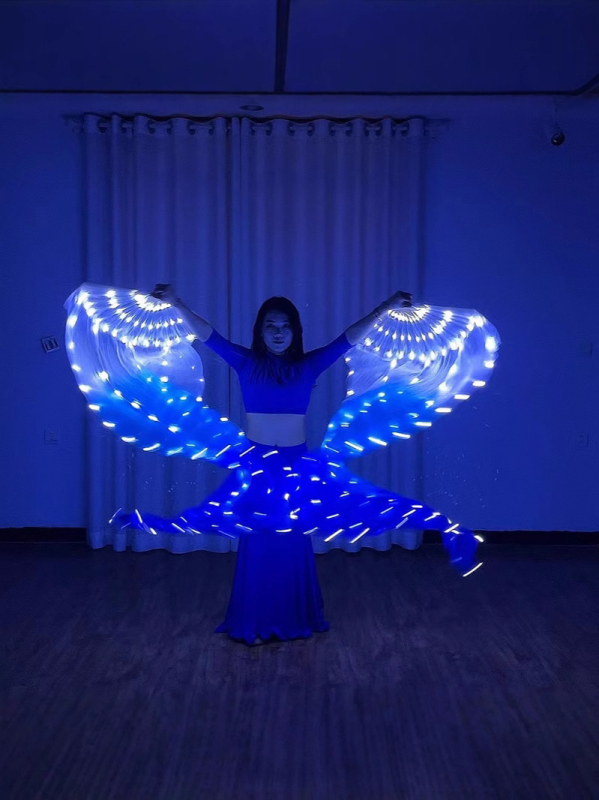 LED fan s Mulberry svilom i poliestrom, svjetleći niz, punjiv, za Belly Dance, žene