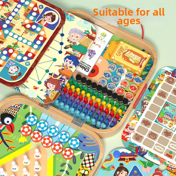 Dječji drveni multifunkcionalni set igara 50-u-1 s Flying Chess i Gomoku, za dob djeteta 4–6 godina