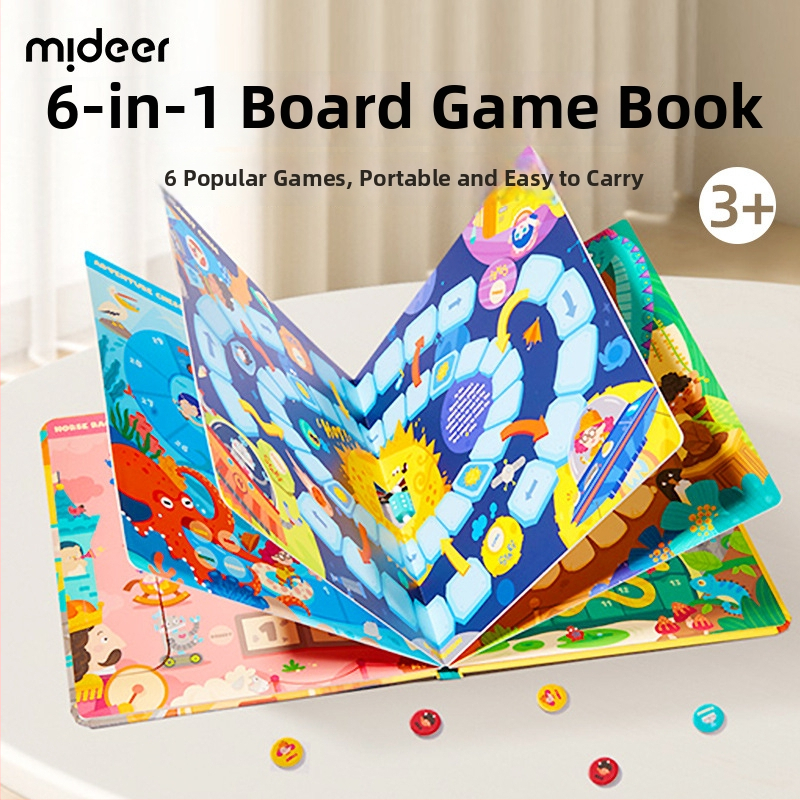 Mideer Flying Chess 6-in-1 društvena igra za djecu: roditeljsko-dijete interakcija, razvoj mišljenja, papirnata igra, prijenosna, za unutarnje i vanjske prostore, uzrast 4–14