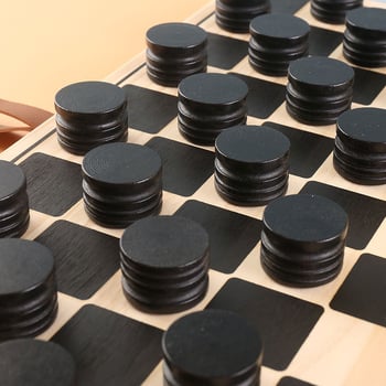 Drvena dječja stolna igra 2 u 1: šah i dama, interaktivna igra roditelj-dijete, puzzle, uzrast 4–6 godina