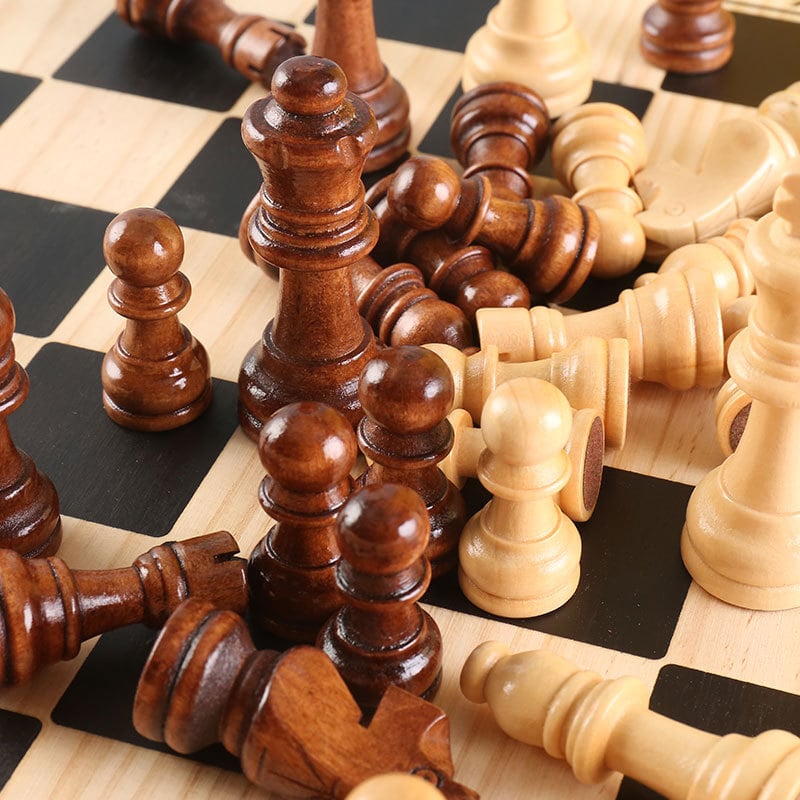 Drvena dječja stolna igra 2 u 1: šah i dama, interaktivna igra roditelj-dijete, puzzle, uzrast 4–6 godina