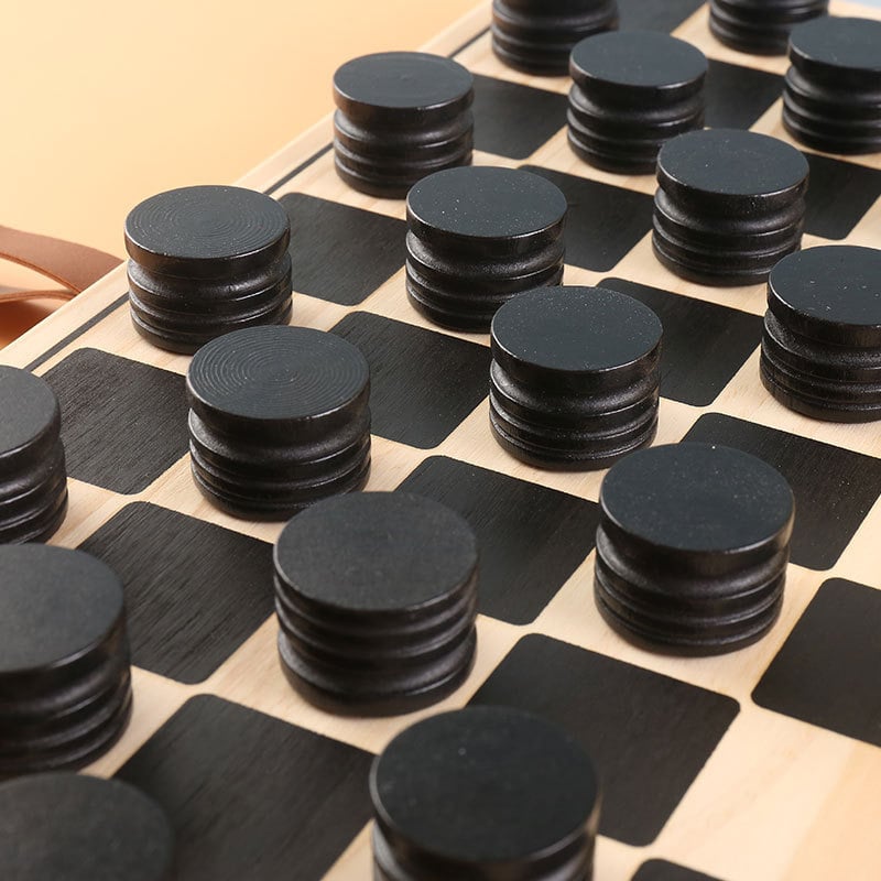 Drvena dječja stolna igra 2 u 1: šah i dama, interaktivna igra roditelj-dijete, puzzle, uzrast 4–6 godina