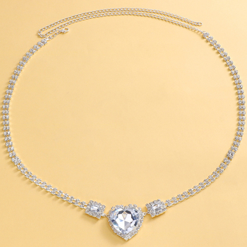 Сърцевидна верига за тяло и талия за танц на корема, с Rhinestone кристали и електроплатина