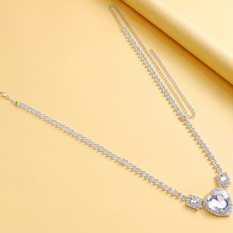 Сърцевидна верига за тяло и талия за танц на корема, с Rhinestone кристали и електроплатина
